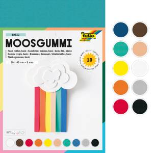Moosgummi 29 x 40 cm - 10 Bogen in gemischten Farben