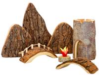 Magic Wood® Bausteine - Felsenlandschaft mit Turm und Brücken | 8 Teile